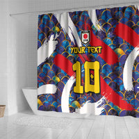 Custom Japan Football Shower Curtain Seigaiha and Brush Style