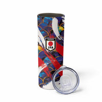 Custom Japan Football Skinny Tumbler Seigaiha and Brush Style