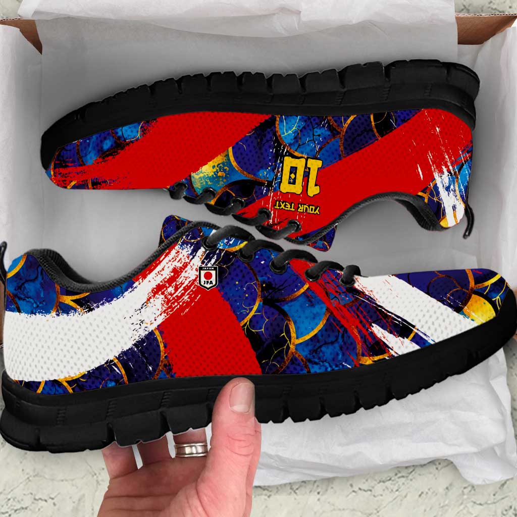 Custom Japan Football Sneakers Seigaiha and Brush Style