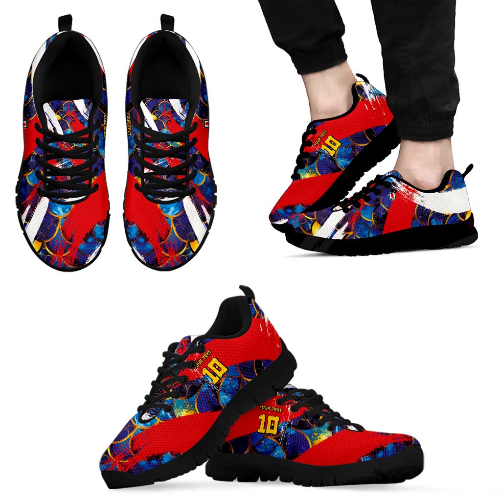 Custom Japan Football Sneakers Seigaiha and Brush Style