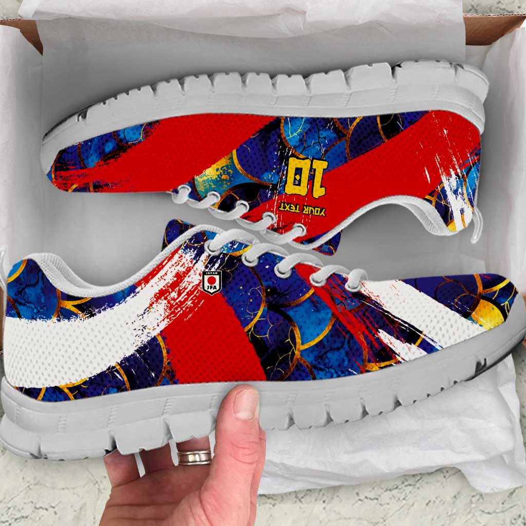 Custom Japan Football Sneakers Seigaiha and Brush Style