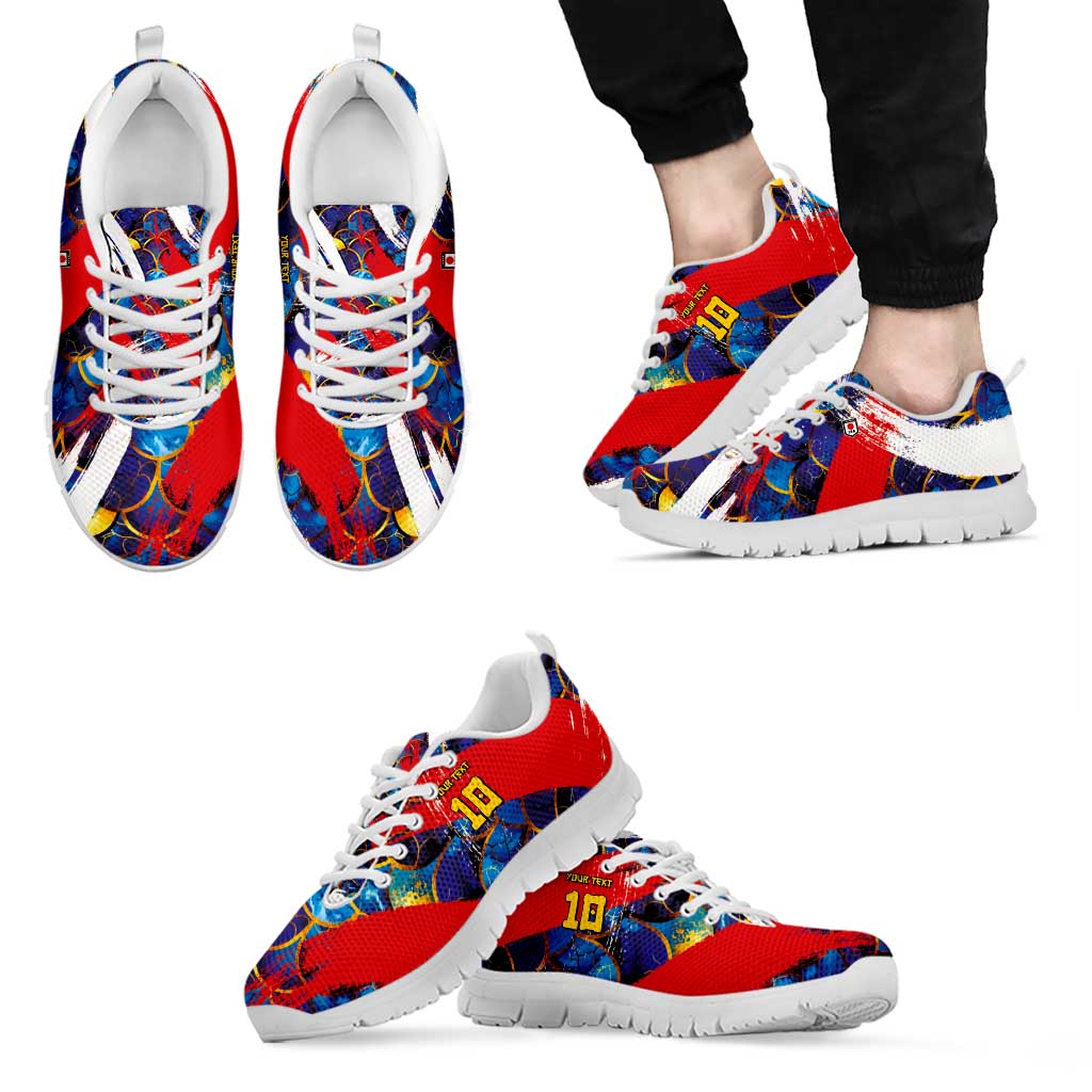 Custom Japan Football Sneakers Seigaiha and Brush Style