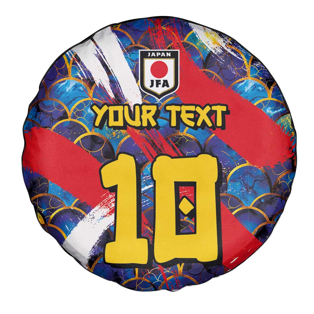 Custom Japan Football Spare Tire Cover Seigaiha and Brush Style