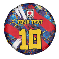 Custom Japan Football Spare Tire Cover Seigaiha and Brush Style