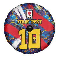Custom Japan Football Spare Tire Cover Seigaiha and Brush Style