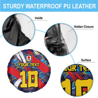 Custom Japan Football Spare Tire Cover Seigaiha and Brush Style