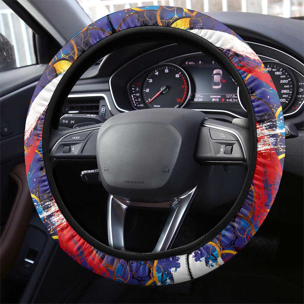 Japan Football Steering Wheel Cover Seigaiha and Brush Style