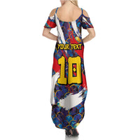 Custom Japan Football Summer Maxi Dress Seigaiha and Brush Style