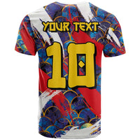 Custom Japan Football T Shirt Seigaiha and Brush Style