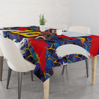 Custom Japan Football Tablecloth Seigaiha and Brush Style