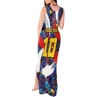 Custom Japan Football Tank Maxi Dress Seigaiha and Brush Style