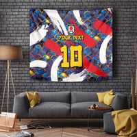 Custom Japan Football Tapestry Seigaiha and Brush Style