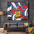 Custom Japan Football Tapestry Seigaiha and Brush Style