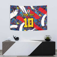 Custom Japan Football Tapestry Seigaiha and Brush Style