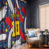 Custom Japan Football Window Curtain Seigaiha and Brush Style