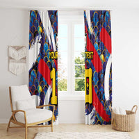 Custom Japan Football Window Curtain Seigaiha and Brush Style