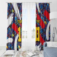 Custom Japan Football Window Curtain Seigaiha and Brush Style
