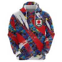 Custom Japan Football Zip Hoodie Seigaiha and Brush Style