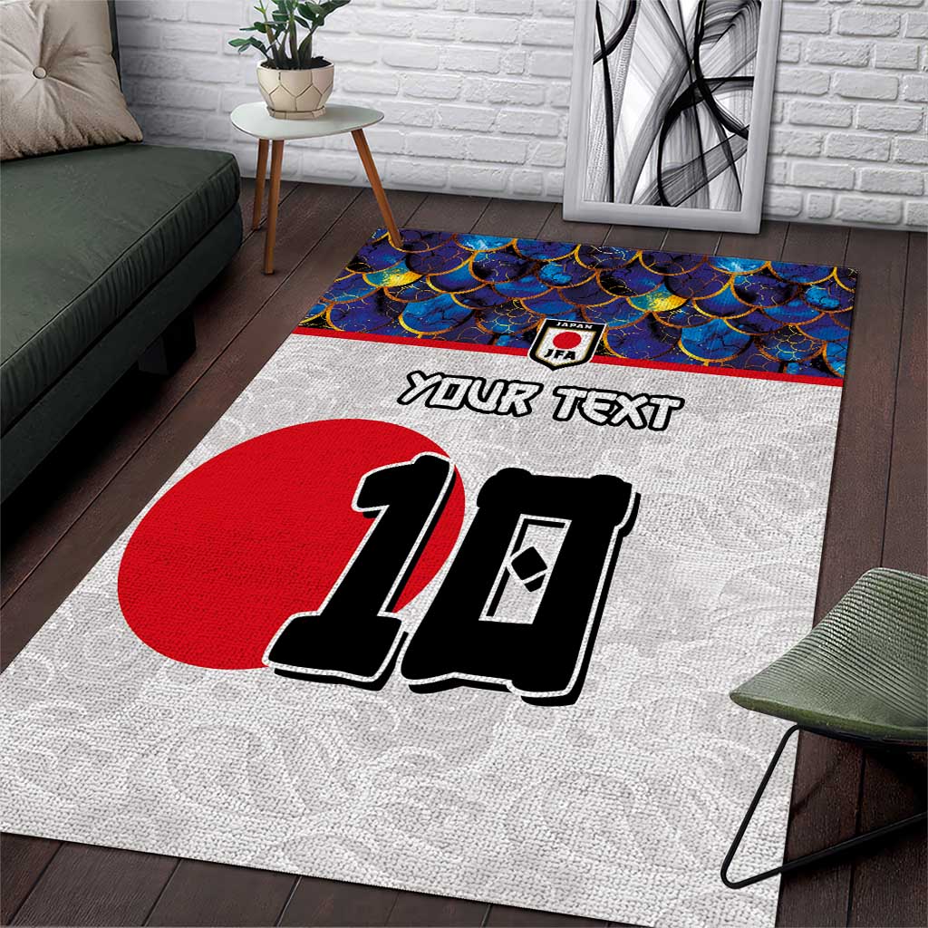 Custom Japan Football Area Rug Seigaiha and Sun