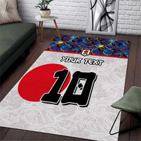 Custom Japan Football Area Rug Seigaiha and Sun