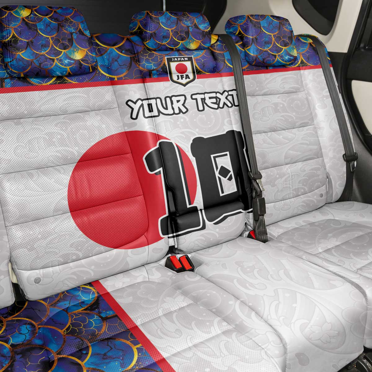 Custom Japan Football Back Car Seat Cover Seigaiha and Sun