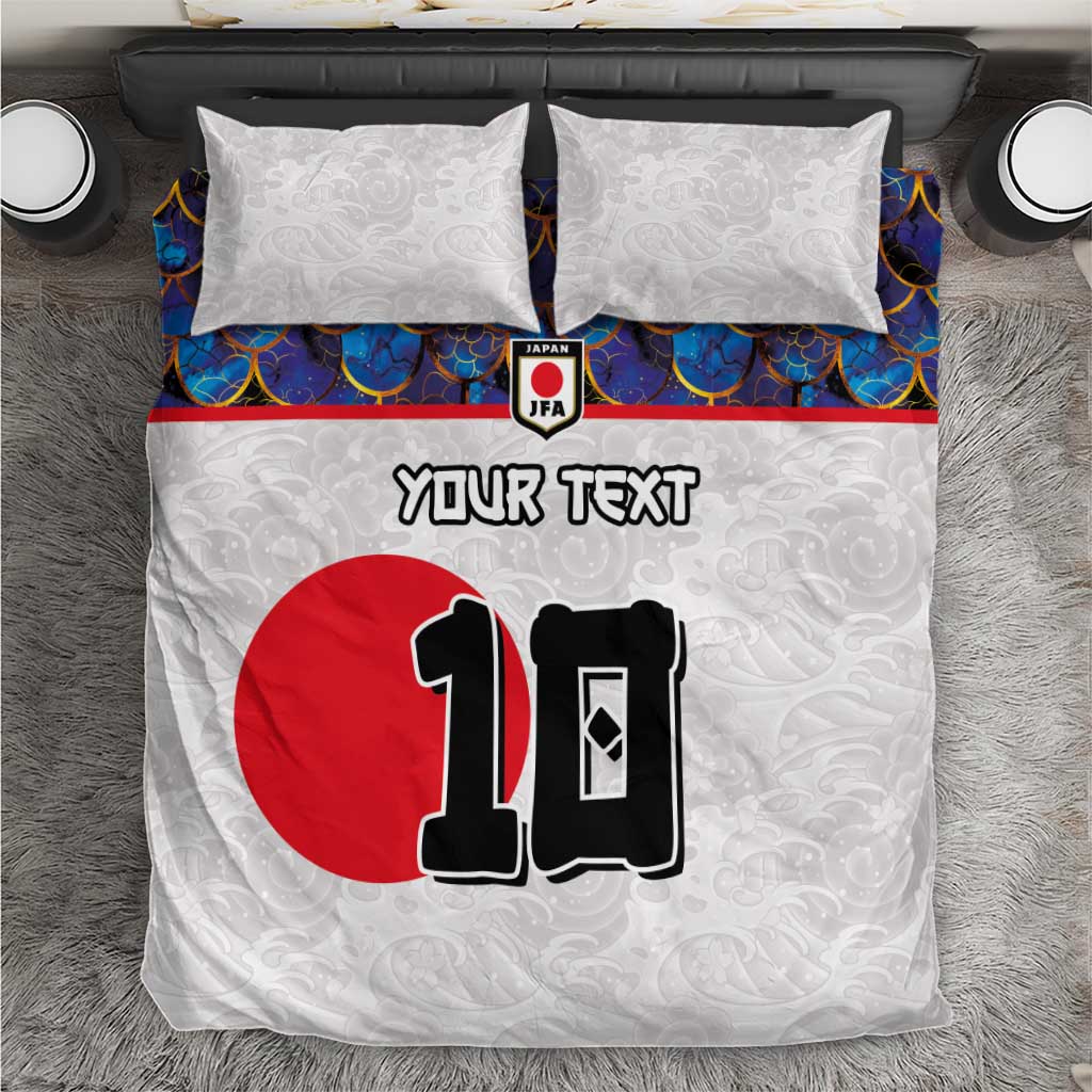 Custom Japan Football Bedding Set Seigaiha and Sun