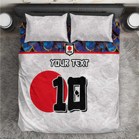 Custom Japan Football Bedding Set Seigaiha and Sun