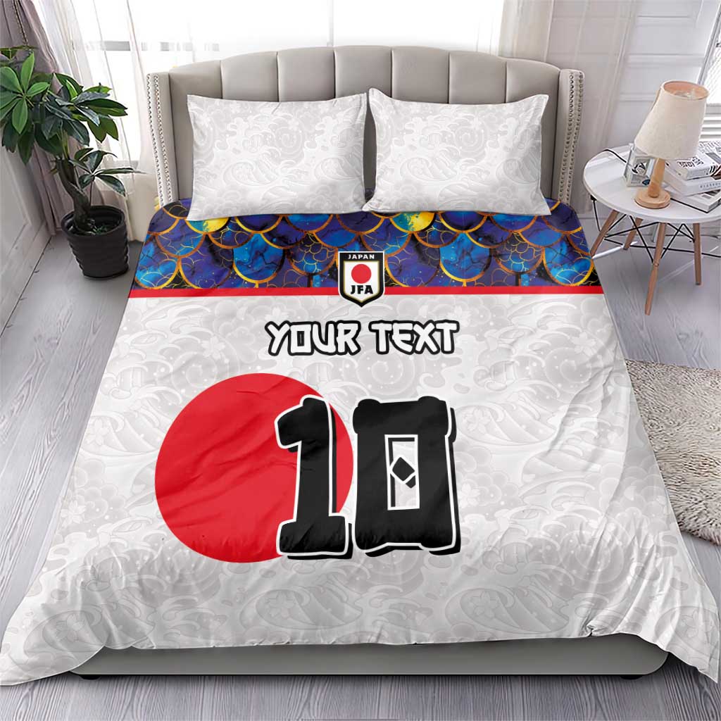 Custom Japan Football Bedding Set Seigaiha and Sun