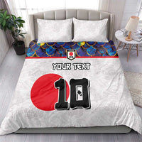 Custom Japan Football Bedding Set Seigaiha and Sun