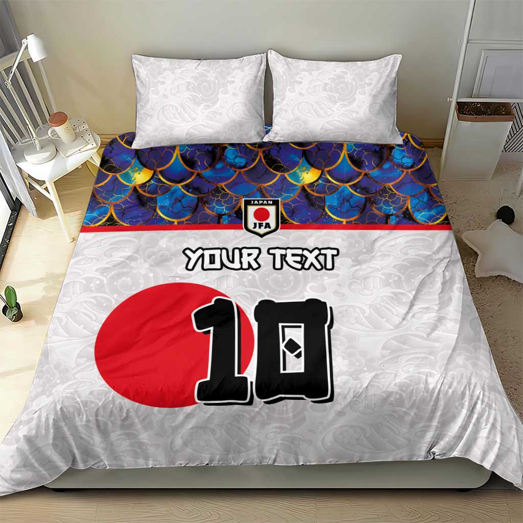 Custom Japan Football Bedding Set Seigaiha and Sun