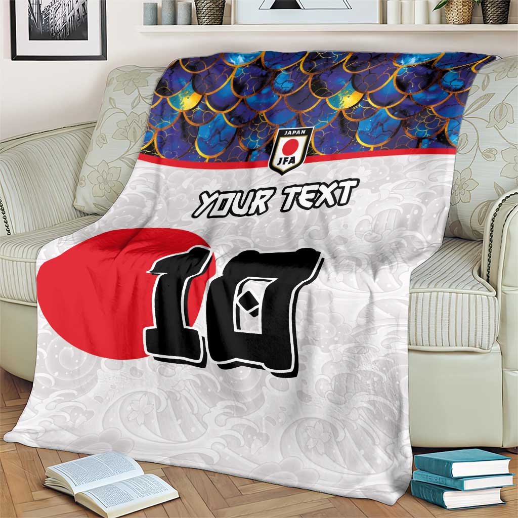 Custom Japan Football Blanket Seigaiha and Sun