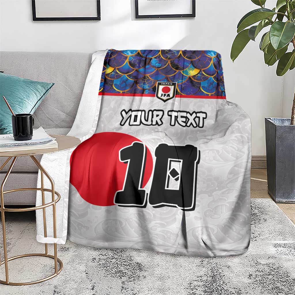 Custom Japan Football Blanket Seigaiha and Sun