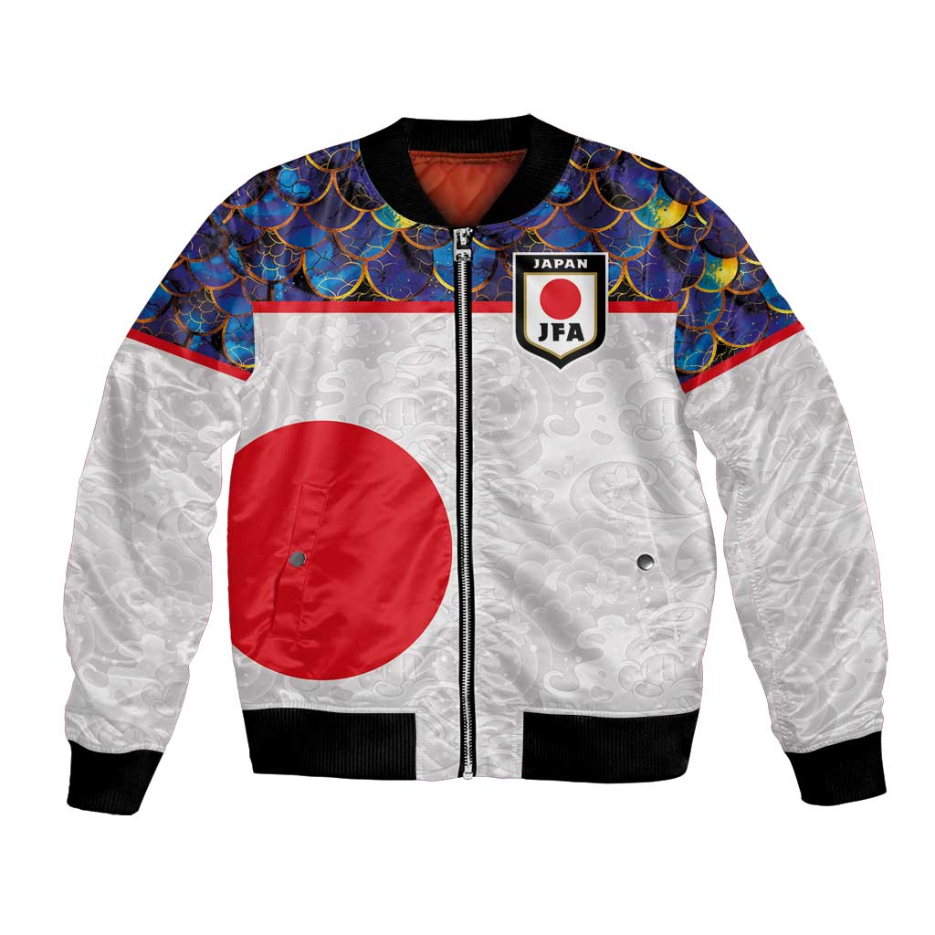 Custom Japan Football Bomber Jacket Seigaiha and Sun