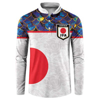 Custom Japan Football Button Sweatshirt Seigaiha and Sun