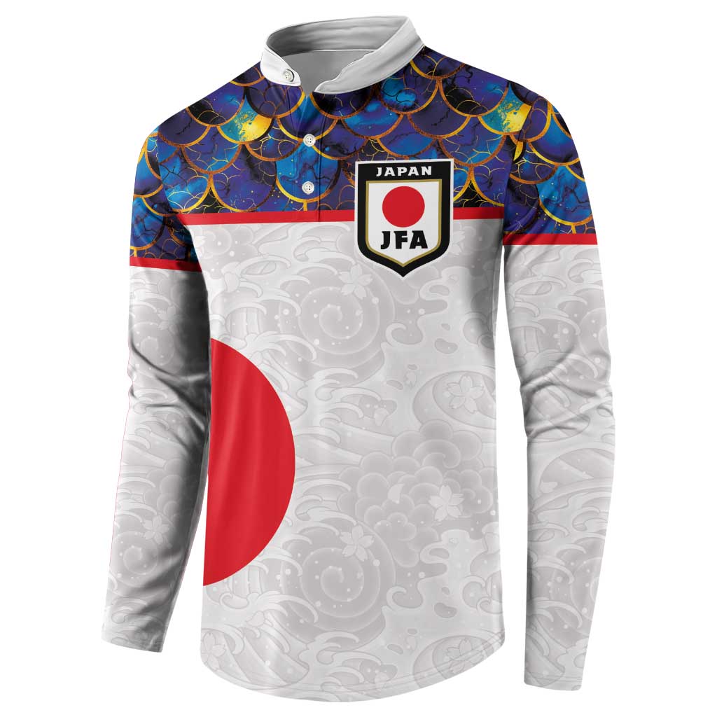 Custom Japan Football Button Sweatshirt Seigaiha and Sun