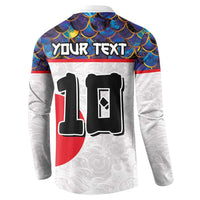 Custom Japan Football Button Sweatshirt Seigaiha and Sun