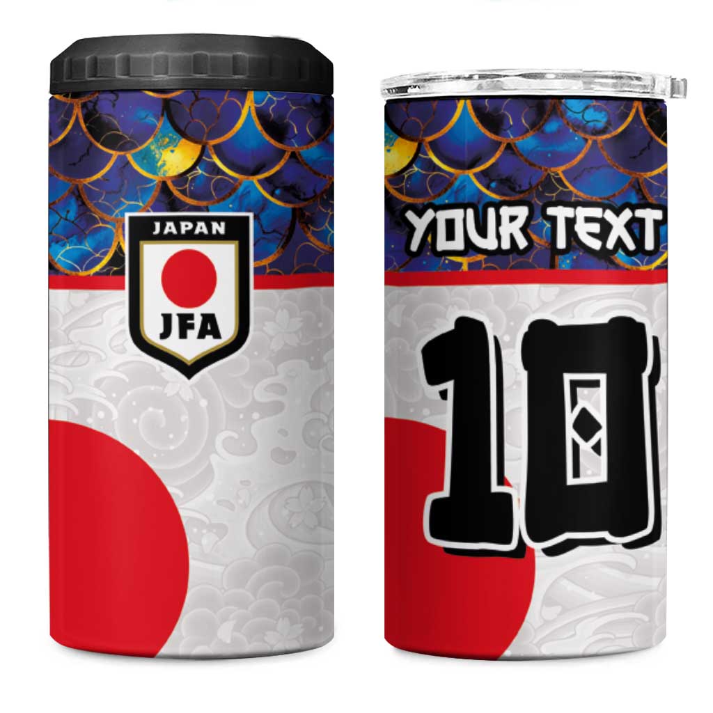 Custom Japan Football 4 in 1 Can Cooler Tumbler Seigaiha and Sun