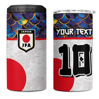 Custom Japan Football 4 in 1 Can Cooler Tumbler Seigaiha and Sun