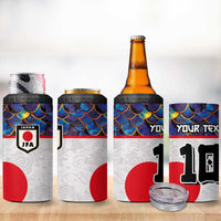 Custom Japan Football 4 in 1 Can Cooler Tumbler Seigaiha and Sun