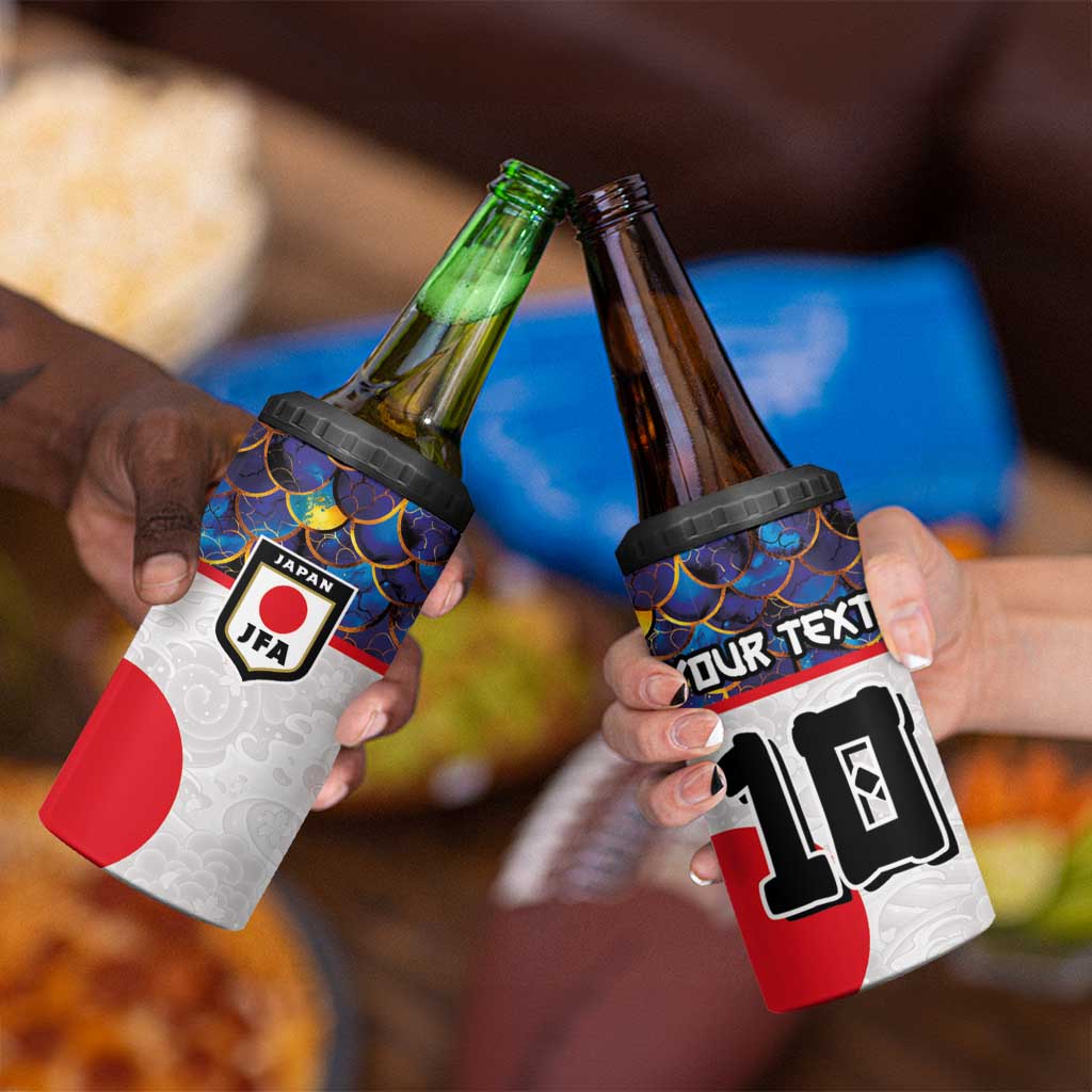 Custom Japan Football 4 in 1 Can Cooler Tumbler Seigaiha and Sun