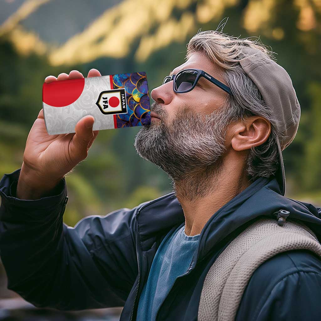 Custom Japan Football 4 in 1 Can Cooler Tumbler Seigaiha and Sun