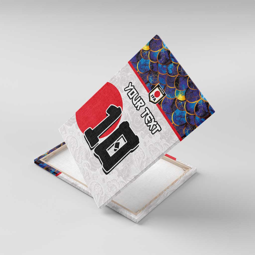 Custom Japan Football Canvas Wall Art Seigaiha and Sun