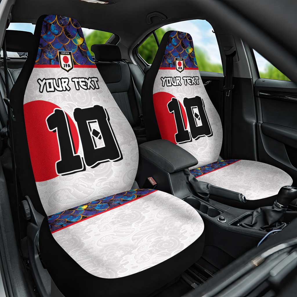 Custom Japan Football Car Seat Cover Seigaiha and Sun
