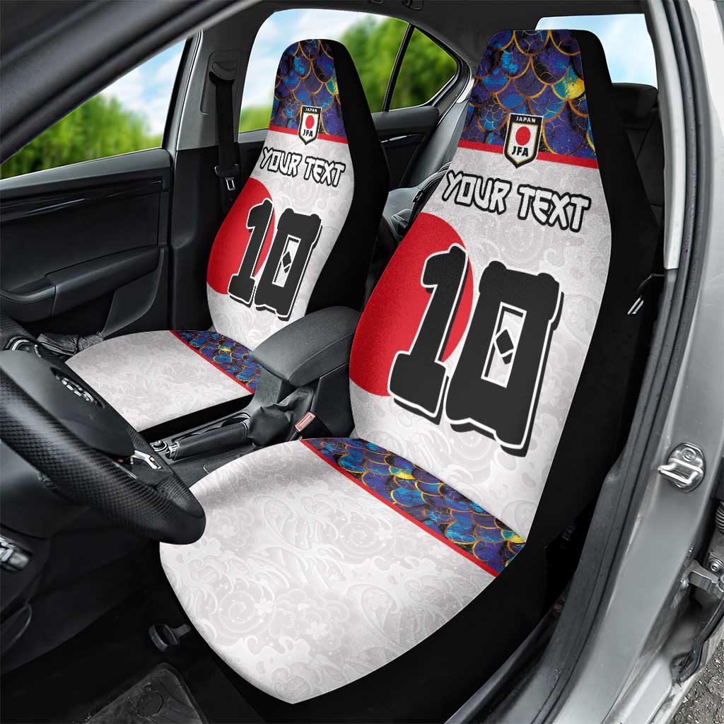 Custom Japan Football Car Seat Cover Seigaiha and Sun