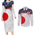 Custom Japan Football Couples Matching Long Sleeve Bodycon Dress and Long Sleeve Button Shirt Seigaiha and Sun