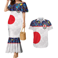 Custom Japan Football Couples Matching Mermaid Dress and Hawaiian Shirt Seigaiha and Sun