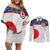 Custom Japan Football Couples Matching Off Shoulder Short Dress and Long Sleeve Button Shirt Seigaiha and Sun