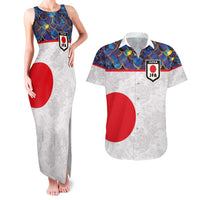 Custom Japan Football Couples Matching Tank Maxi Dress and Hawaiian Shirt Seigaiha and Sun