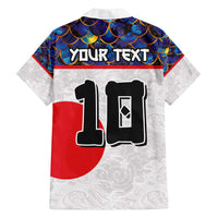 Custom Japan Football Family Matching Long Sleeve Bodycon Dress and Hawaiian Shirt Seigaiha and Sun