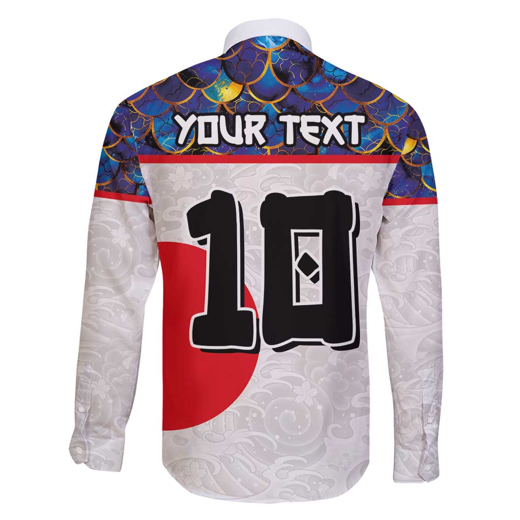 Custom Japan Football Family Matching Long Sleeve Bodycon Dress and Hawaiian Shirt Seigaiha and Sun